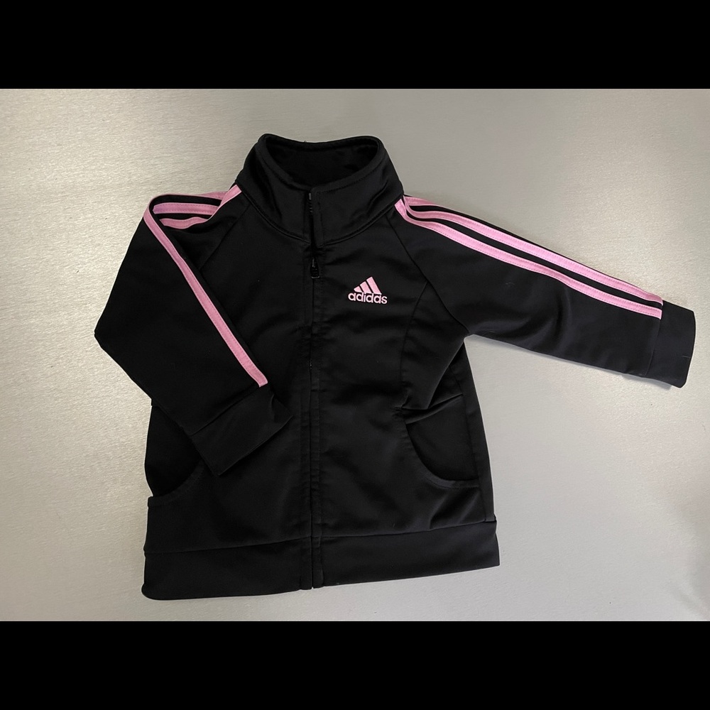 Adidas Girls black and pink track jacket 12 M